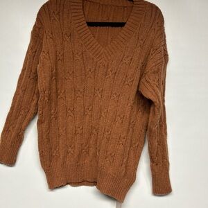 Elegant Tan V-Neck Sweater